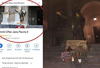 Wulgarna tabliczka i prowokacja w Google Maps. Barbarzyńska profanacja pomnika Jana Pawła II