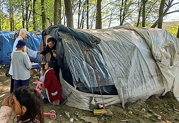 Fundacja „Znaki pamięci” otacza opieką najuboższych żyjących w namiotach z gałęzi i folii  w lesie pod Lwowem