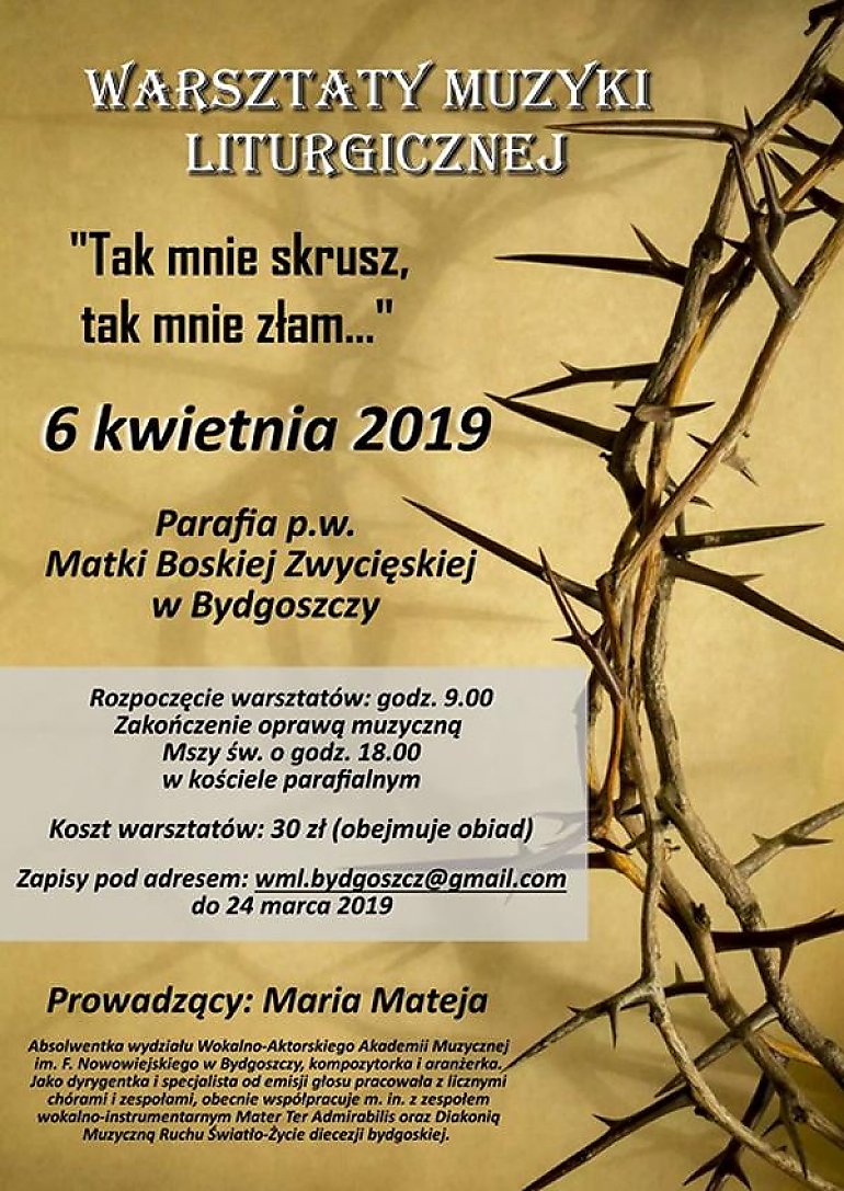 Warsztaty muzyki liturgicznej w Bydgoszczy już 6 kwietnia